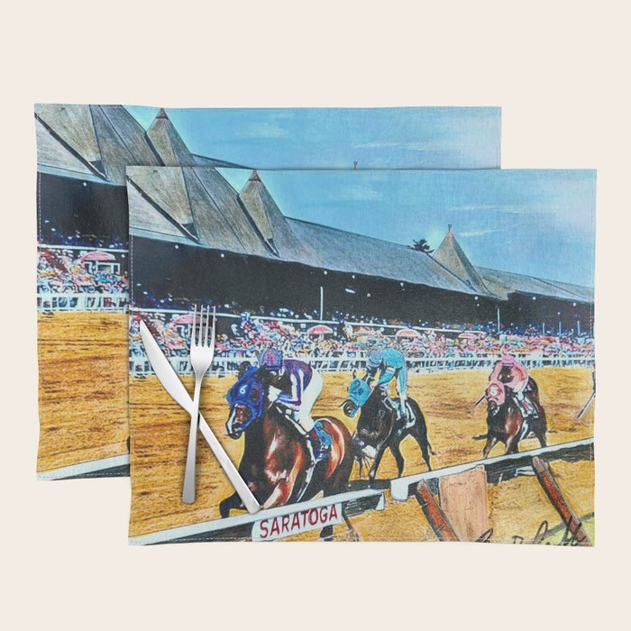 TRIFECTA - Saratoga Springs - Original Art- Horse Racing Placemat Gallery Image 1
