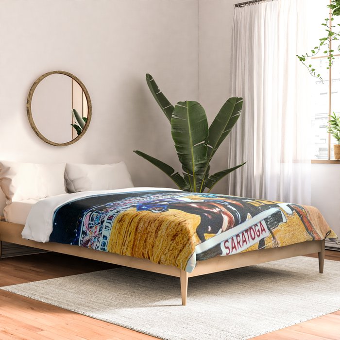 TRIFECTA - Saratoga Springs - Original Art- Horse Racing Comforter Gallery Image 2