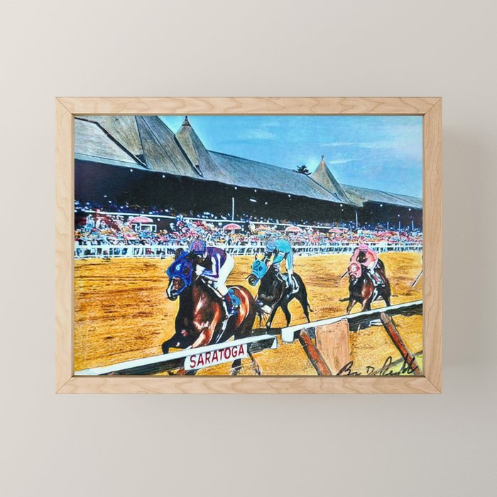 TRIFECTA - Saratoga Springs - Original Art- Horse Racing Mini Art Print