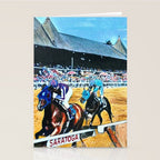 TRIFECTA - Saratoga Springs - Original Art- Horse Racing Stationery Card Gallery Image 2
