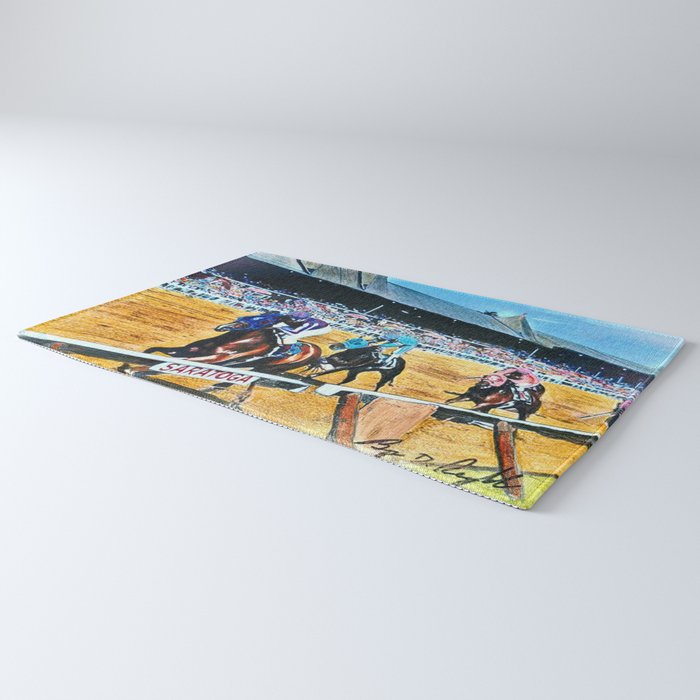 TRIFECTA - Saratoga Springs - Original Art- Horse Racing Rug Gallery Image 3