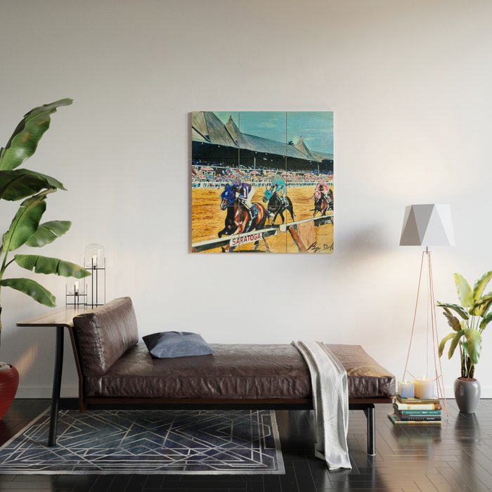 TRIFECTA - Saratoga Springs - Original Art- Horse Racing Wood Wall Art Gallery Image 2