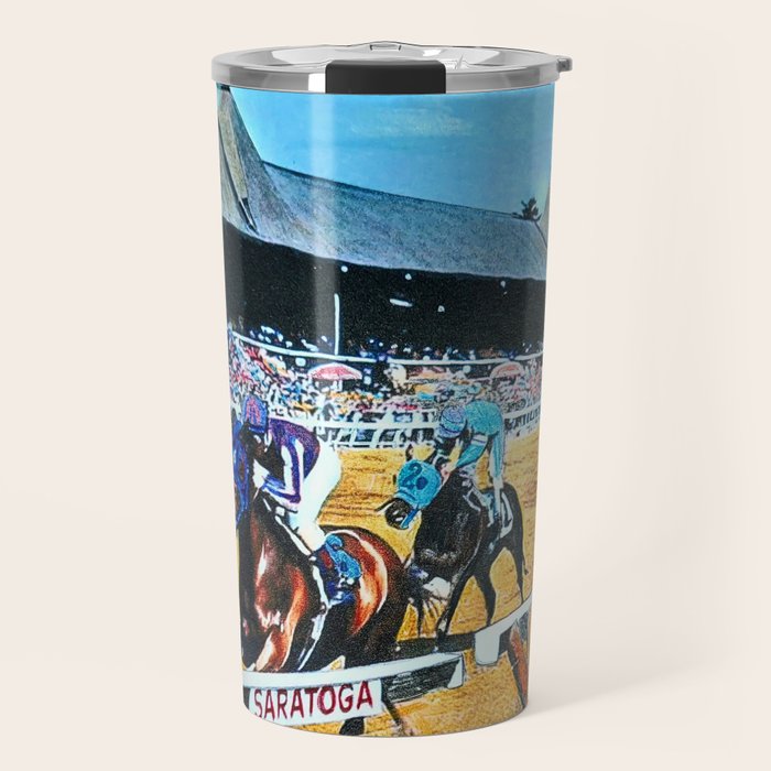 TRIFECTA - Saratoga Springs - Original Art- Horse Racing Travel Mug Gallery Image 1