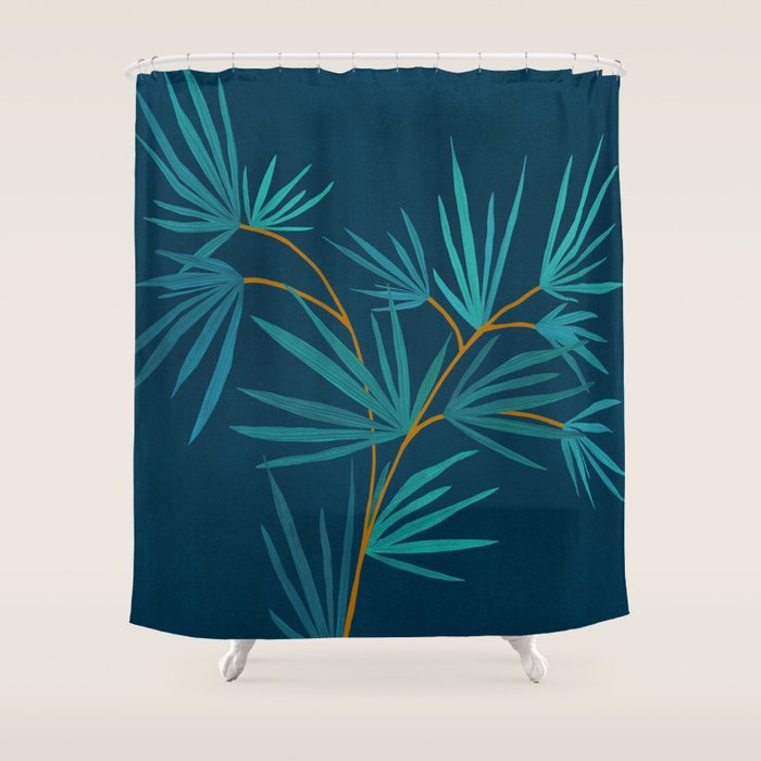 Night Palm Blues Shower Curtain Gallery Image 1