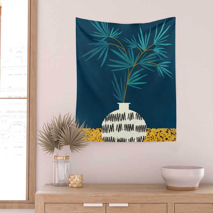 Night Palm Blues Wall Tapestry Gallery Image 2
