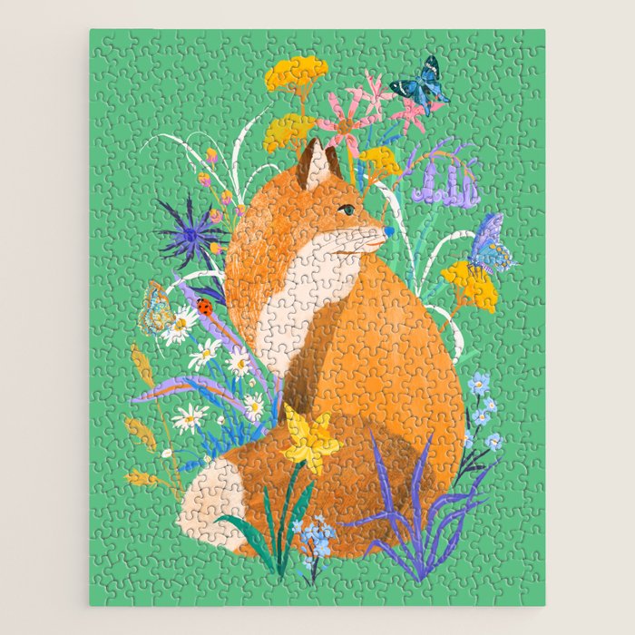 Fox in Flower Garden Jigsaw Puzzle Gallery Image 1