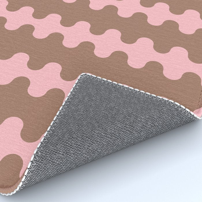 Wavy Stripes Ogee A-Go-Go Eclectic Vertical Pattern in Mocha and Soft Pink Rug Gallery Image 4