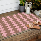 Wavy Stripes Ogee A-Go-Go Eclectic Vertical Pattern in Mocha and Soft Pink Outdoor Rug Gallery Image 2