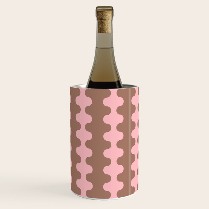Wavy Stripes Ogee A-Go-Go Eclectic Vertical Pattern in Mocha and Soft Pink Wine Chiller Gallery Image 3