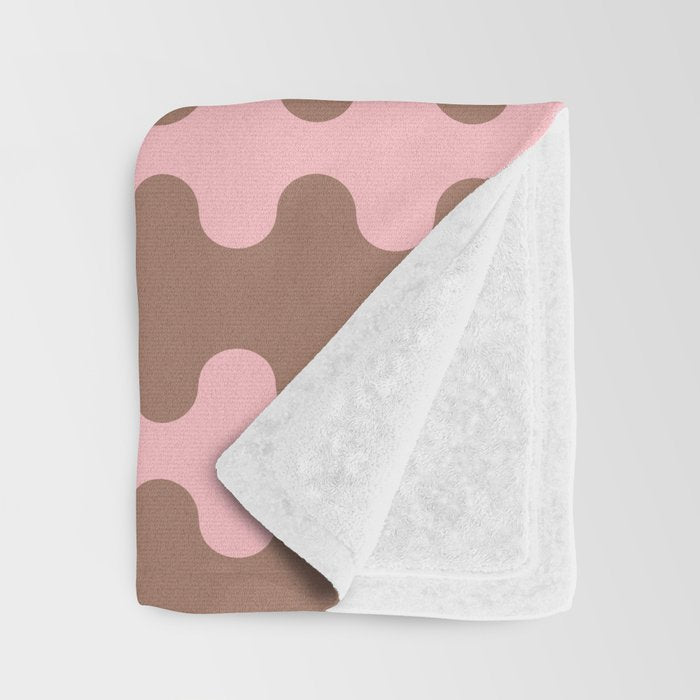 Wavy Stripes Ogee A-Go-Go Eclectic Vertical Pattern in Mocha and Soft Pink Throw Blanket Gallery Image 3