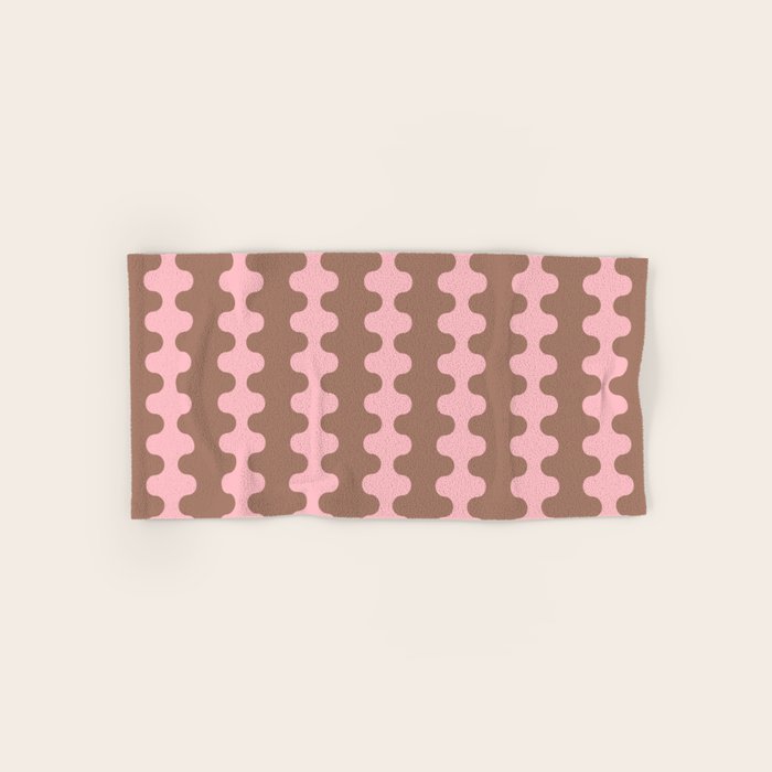 Wavy Stripes Ogee A-Go-Go Eclectic Vertical Pattern in Mocha and Soft Pink Bath Towel Gallery Image 1