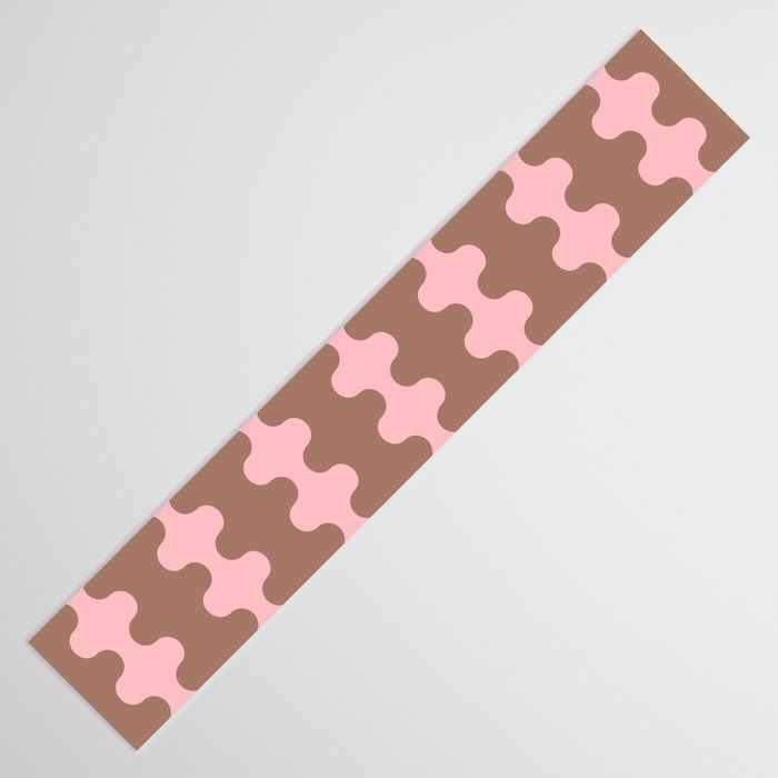 Wavy Stripes Ogee A-Go-Go Eclectic Vertical Pattern in Mocha and Soft Pink Table Runner Gallery Image 3
