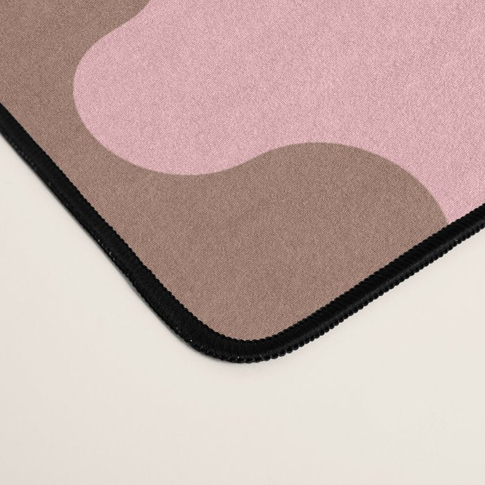 Wavy Stripes Ogee A-Go-Go Eclectic Vertical Pattern in Mocha and Soft Pink Desk Mat Gallery Image 4