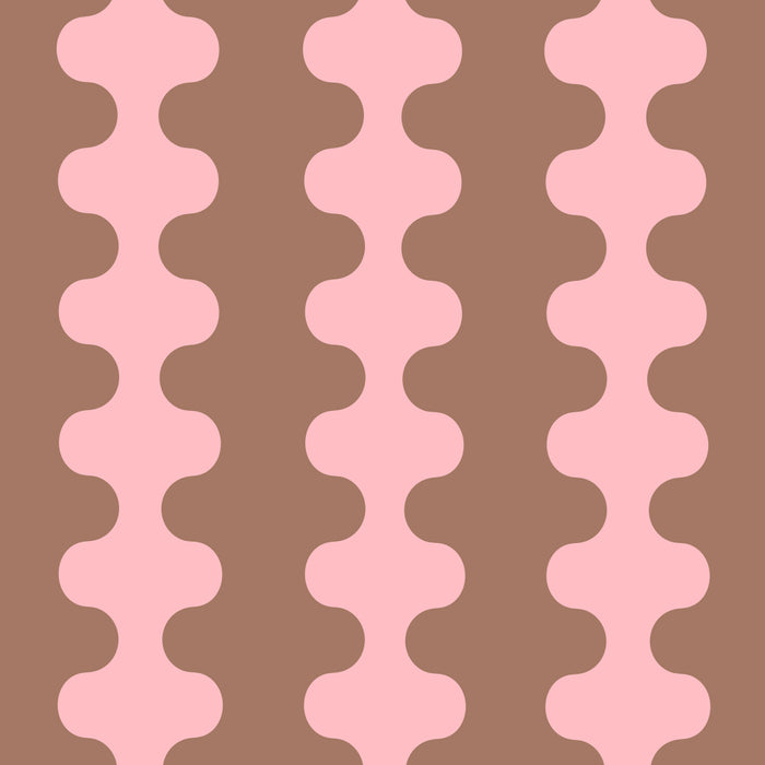 Wavy Stripes Ogee A-Go-Go Eclectic Vertical Pattern in Mocha and Soft Pink Coffee Mug Gallery Image 2