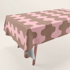 Wavy Stripes Ogee A-Go-Go Eclectic Vertical Pattern in Mocha and Soft Pink Tablecloth Gallery Image 1