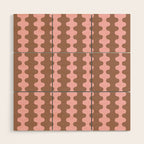 Wavy Stripes Ogee A-Go-Go Eclectic Vertical Pattern in Mocha and Soft Pink Wood Wall Art Gallery Image 1