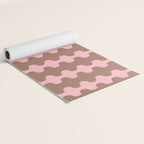 Wavy Stripes Ogee A-Go-Go Eclectic Vertical Pattern in Mocha and Soft Pink Yoga Mat Gallery Image 2