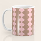 Wavy Stripes Ogee A-Go-Go Eclectic Vertical Pattern in Mocha and Soft Pink Coffee Mug Gallery Image 3