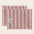 Wavy Stripes Ogee A-Go-Go Eclectic Vertical Pattern in Mocha and Soft Pink Placemat Gallery Image 1