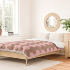 Wavy Stripes Ogee A-Go-Go Eclectic Vertical Pattern in Mocha and Soft Pink Duvet Cover Gallery Image 2