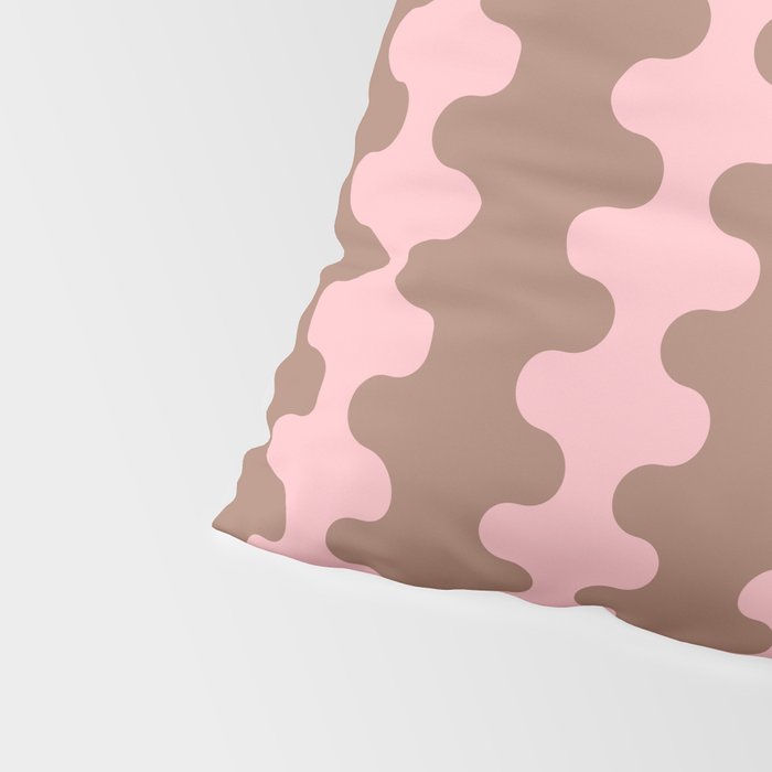 Wavy Stripes Ogee A-Go-Go Eclectic Vertical Pattern in Mocha and Soft Pink Pillow Sham Gallery Image 4