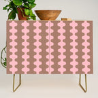Wavy Stripes Ogee A-Go-Go Eclectic Vertical Pattern in Mocha and Soft Pink Credenza Gallery Image 1