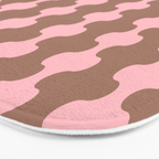 Wavy Stripes Ogee A-Go-Go Eclectic Vertical Pattern in Mocha and Soft Pink Bath Mat Gallery Image 3