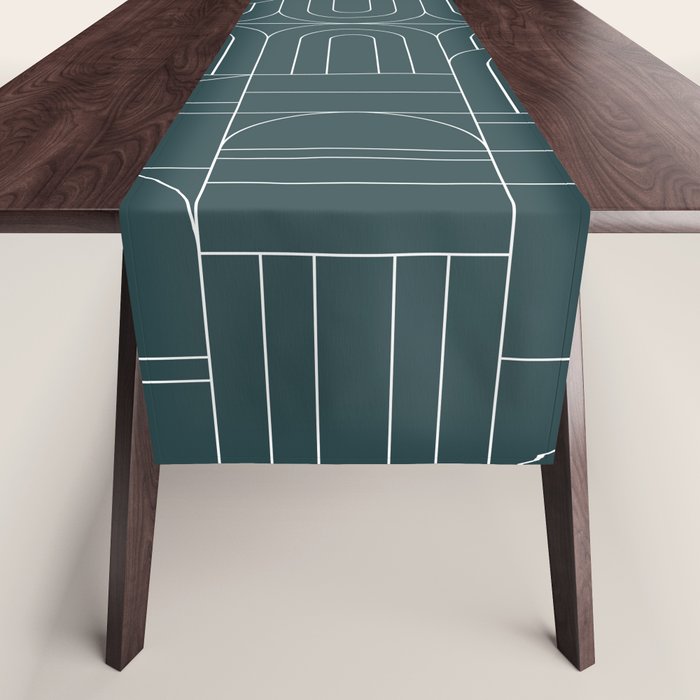 Deco Geometric 04 Teal Table Runner Gallery Image 1