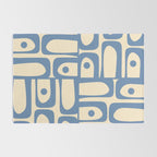 Mid Century Modern Piquet Multi Pattern in Blue and Cream Rug Gallery Image 2