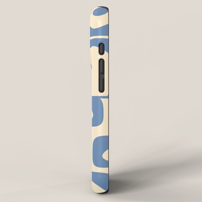 Mid Century Modern Piquet Multi Pattern in Blue and Cream iPhone Case Gallery Image 2