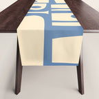 Mid Century Modern Piquet Multi Pattern in Blue and Cream Table Runner Gallery Image 1