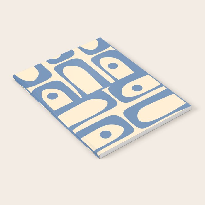 Mid Century Modern Piquet Multi Pattern in Blue and Cream Notebook Gallery Image 2