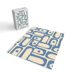 Mid Century Modern Piquet Multi Pattern in Blue and Cream Jigsaw Puzzle Gallery Image 2