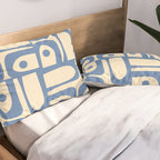 Mid Century Modern Piquet Multi Pattern in Blue and Cream Pillow Sham Gallery Image 2