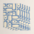 Mid Century Modern Piquet Multi Pattern in Blue and Cream Wrapping Paper Gallery Image 3