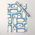 Mid Century Modern Piquet Multi Pattern in Blue and Cream Wrapping Paper Gallery Image 1