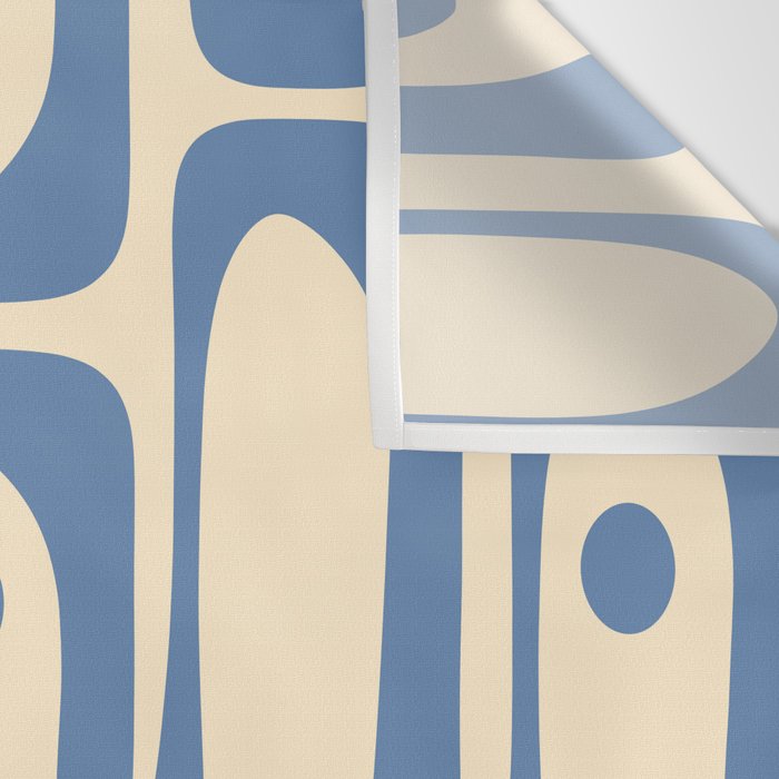 Mid Century Modern Piquet Multi Pattern in Blue and Cream Wall Tapestry Gallery Image 3