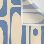 Mid Century Modern Piquet Multi Pattern in Blue and Cream Wall Tapestry Gallery Image 3