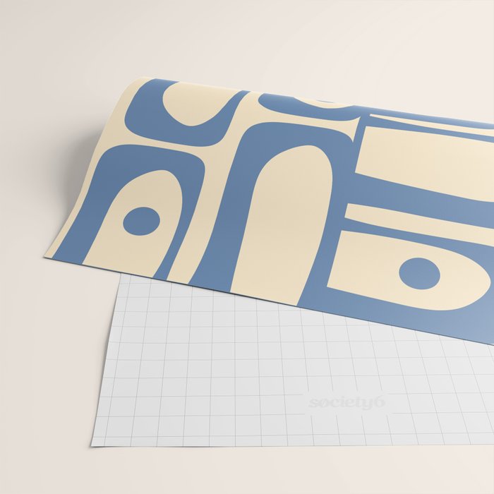 Mid Century Modern Piquet Multi Pattern in Blue and Cream Wrapping Paper Gallery Image 2