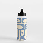 Mid Century Modern Piquet Multi Pattern in Blue and Cream Water Bottle Gallery Image 3