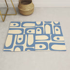 Mid Century Modern Piquet Multi Pattern in Blue and Cream Rug Gallery Image 1