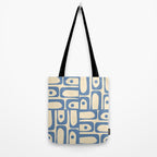 Mid Century Modern Piquet Multi Pattern in Blue and Cream Tote Bag Gallery Image 2