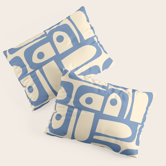 Mid Century Modern Piquet Multi Pattern in Blue and Cream Pillow Sham Gallery Image 3