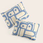 Mid Century Modern Piquet Multi Pattern in Blue and Cream Pillow Sham Gallery Image 3