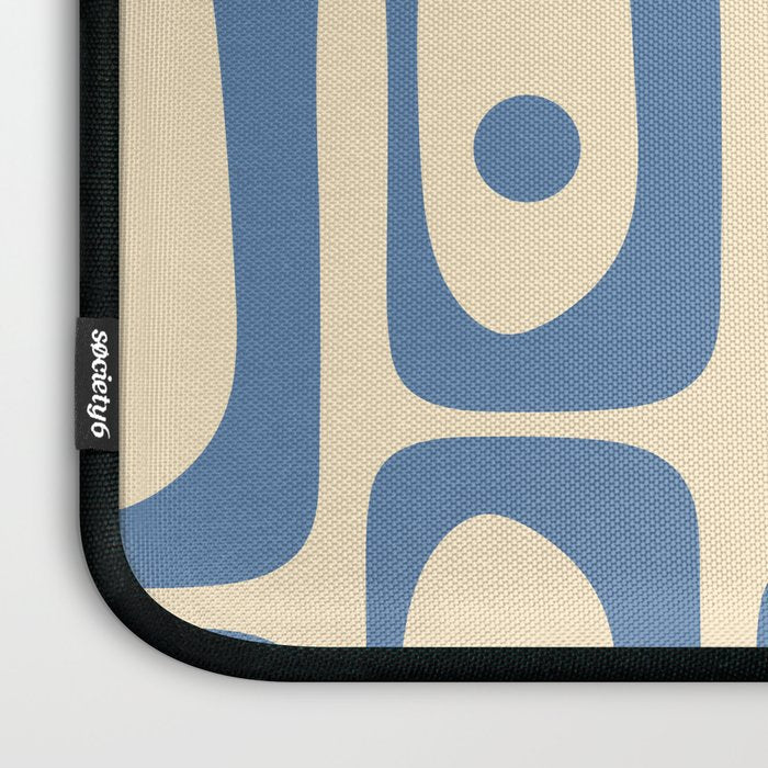 Mid Century Modern Piquet Multi Pattern in Blue and Cream Laptop Sleeve Gallery Image 3