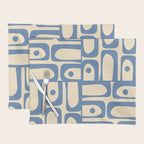 Mid Century Modern Piquet Multi Pattern in Blue and Cream Placemat Gallery Image 1