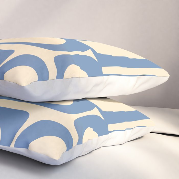 Mid Century Modern Piquet Multi Pattern in Blue and Cream Pillow Sham Gallery Image 3