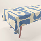 Mid Century Modern Piquet Multi Pattern in Blue and Cream Tablecloth Gallery Image 1