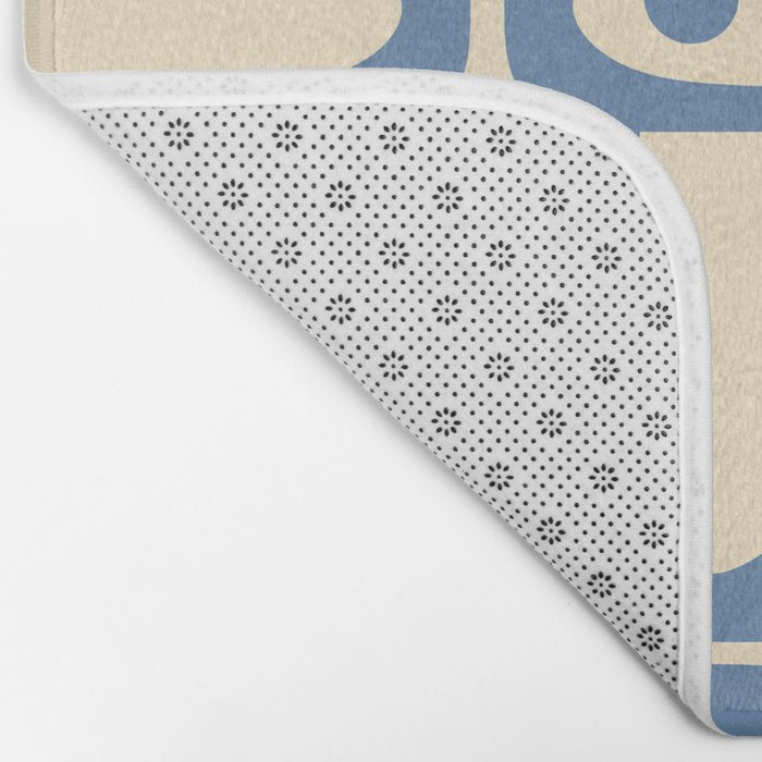 Mid Century Modern Piquet Multi Pattern in Blue and Cream Bath Mat Gallery Image 2