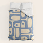 Mid Century Modern Piquet Multi Pattern in Blue and Cream Duvet Cover Gallery Image 6